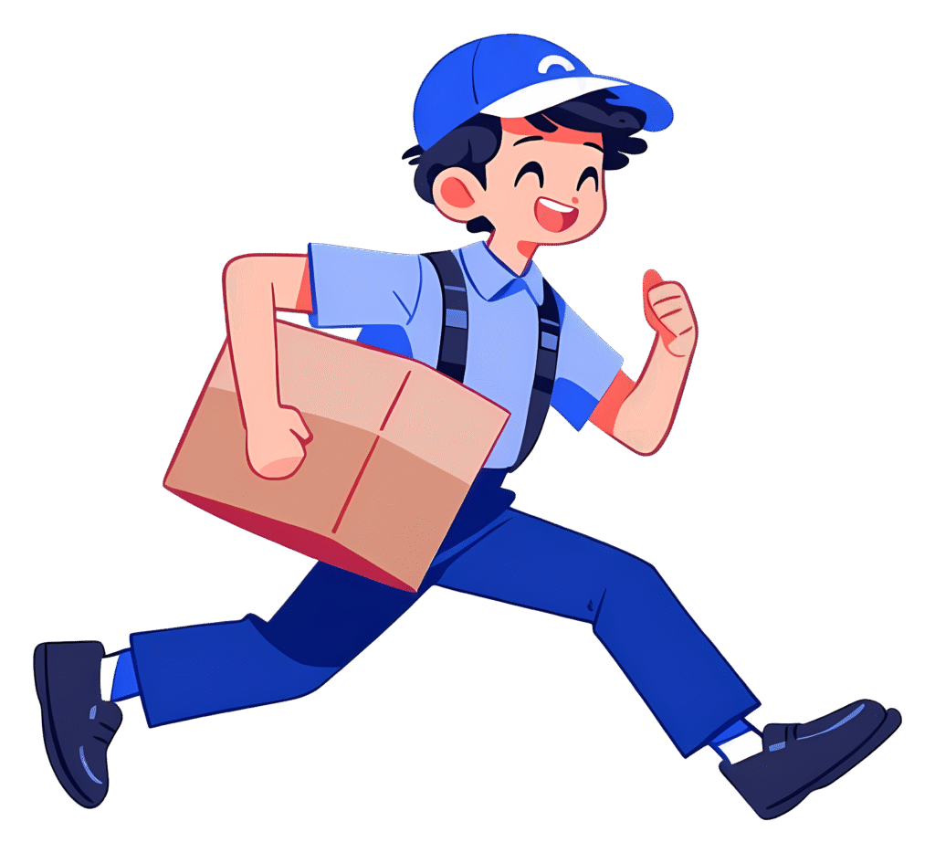 Delivery Person Carrying Cardboard Box Png