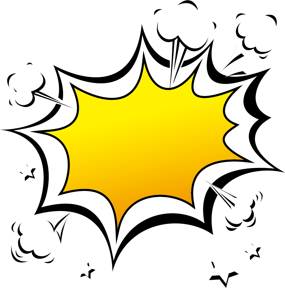Speech balloon Comics Illustration, Cartoon explosion effects border, black and yellow speech balloon template, border, cartoon Character, white png