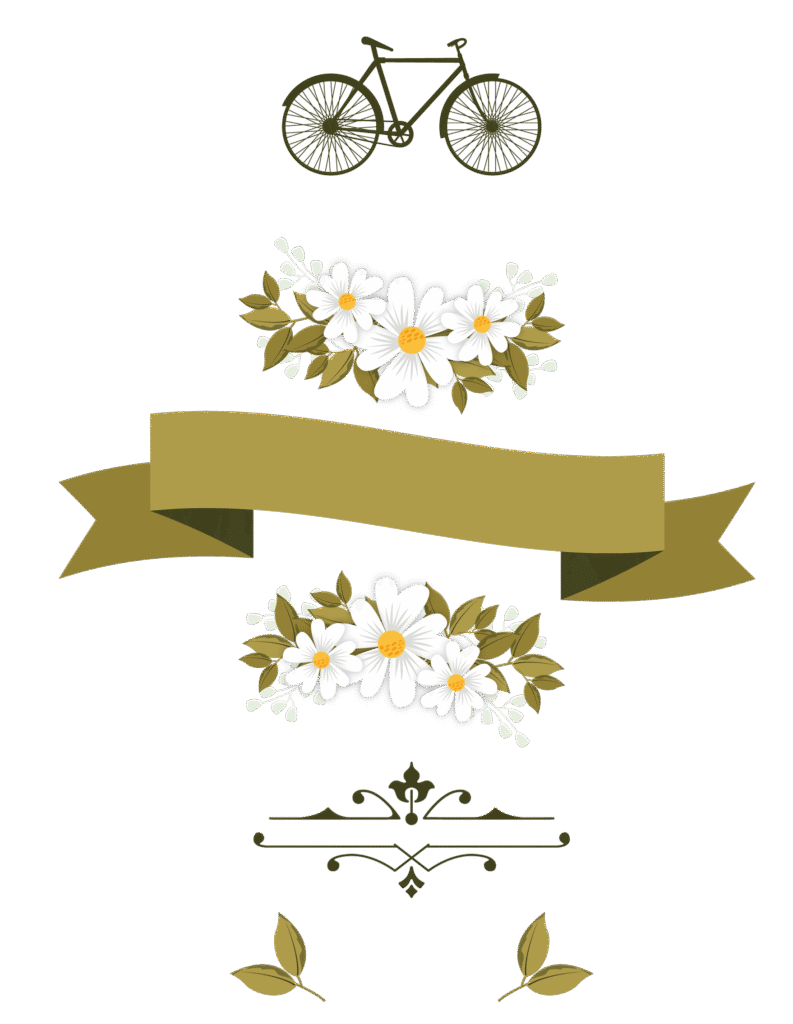 Black bicycle illustration, Euclidean Flower Adobe Illustrator, floral ribbon, border, watercolor Painting, ribbon png