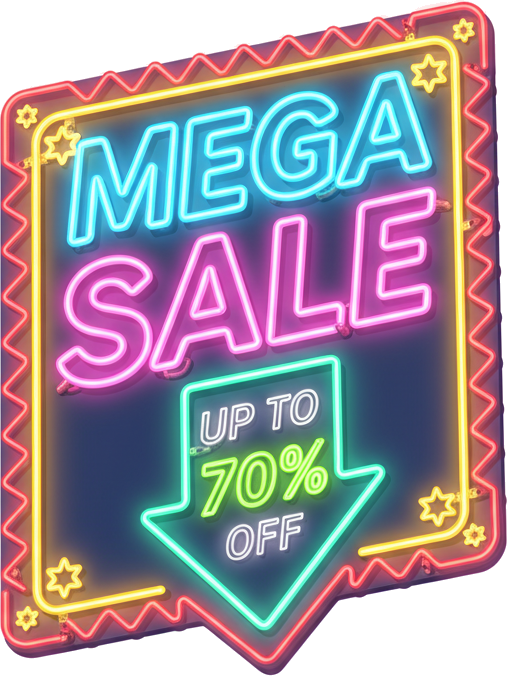 Glowing Neon Mega Sale PNG