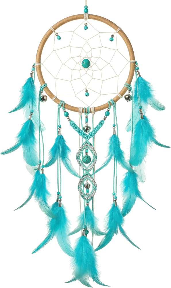 Bohemian Dream Catcher with Turquoise Feathers PNG Free Download