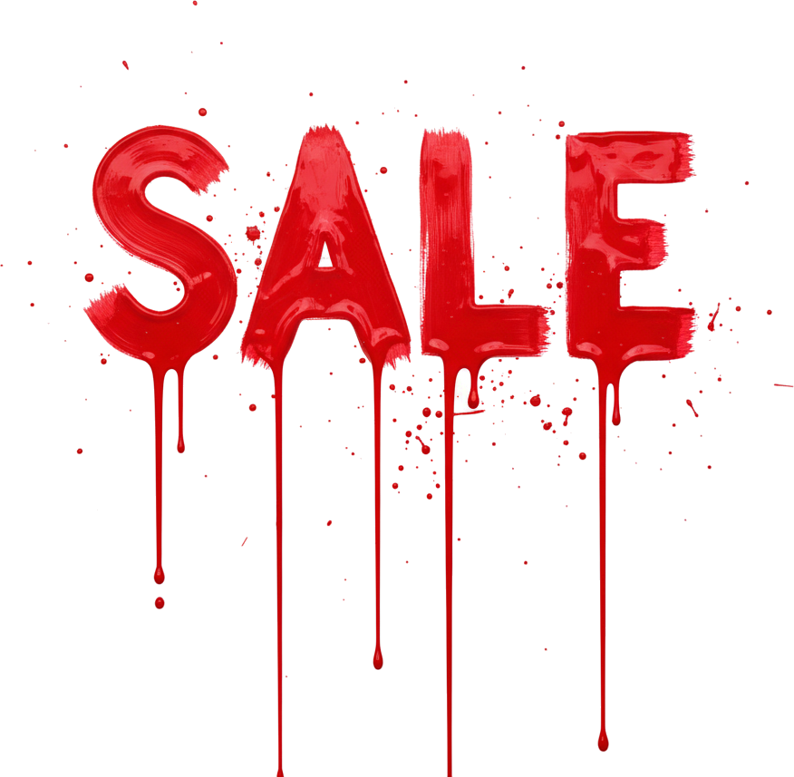 Red “Sale” Text Dripping Paint Effect PNG Free Download