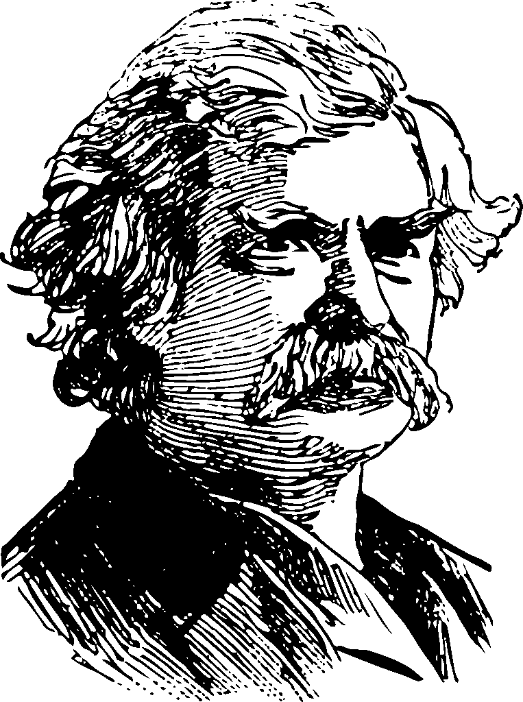 Mark Twain Line Art Portrait PNG Free Download