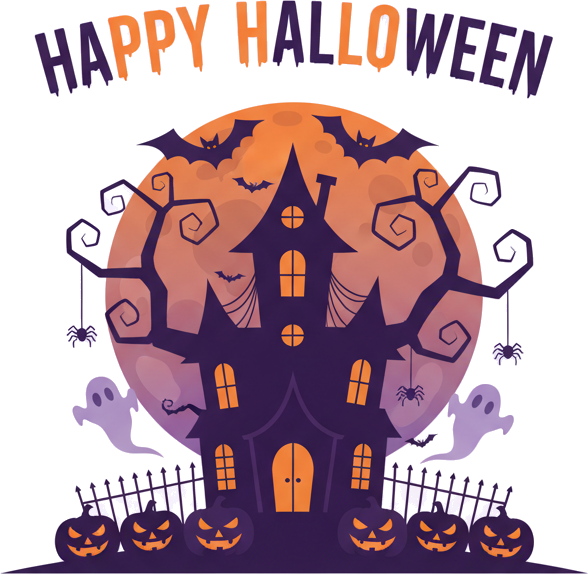 Spooky Haunted House Halloween Banner PNG Free Download